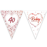 Ruby Anniversary Foil Stamped Flag Paper Bunting - 3.7m (1)