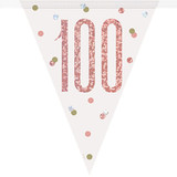 100th Birthday Glitz Rose Gold Bunting - 9ft (1)