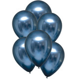 11 inch Azure Blue Satin Latex Balloons (6)