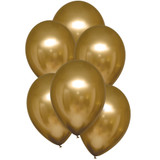 11 inch Gold Satin Latex Balloons (6)