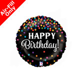 9 inch Birthday Glittergraphic Confetti Foil Balloon (1) - UNPACKAGED