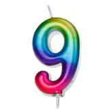 7cm Number 9 Metallic Rainbow Candle (1)