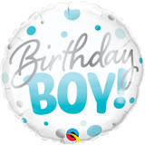 18 inch Birthday Boy Blue Dots Foil Balloon (1)