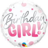 18 inch Birthday Girl Pink Dots Foil Balloon (1)