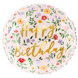 18 inch Happy Birthday Pink Floral Foil Balloon (1)