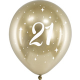 12 inch Age 21 Gold Gloss Latex Balloons (6)