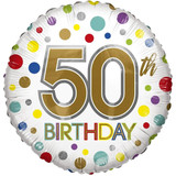 18 inch Birthday Rainbow Dots Age 50 Eco Foil Balloon (1)