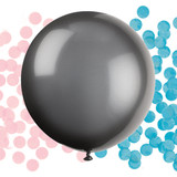 24 inch Gender Reveal Black Latex Balloon & Confetti (1)