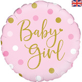 18 inch Baby Girl Pink Spots Holographic Foil Balloon (1)