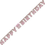 Happy Birthday Pink Holographic Letter Banner - 2.2m (1)