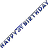 Happy 21st Birthday Blue Holographic Letter Banner - 2.2m (1)
