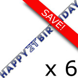 Pack of 6 Happy 21st Birthday Blue Letter Banners - 2.2m