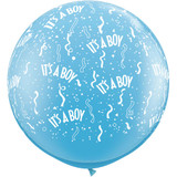 3ft Pale Blue It's A Boy-A-Round Latex Balloons (2)