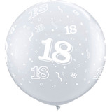 3ft Diamond Clear '18-A-Round' Printed Latex Balloons (2)