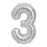 25 inch Silver Number 3 Foil Balloon (1)