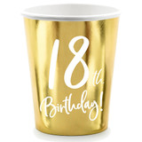 18th Birthday Gold & White Paper Cups (6)