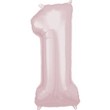 33 inch Number One Pastel Pink Foil Balloon (1)