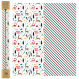 Merry Christmas Characters & Stripes Wrapping Paper - 70cm x 2m