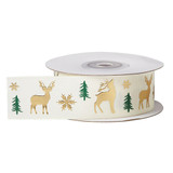 Forest Stags Cream Ribbon - 28mm x 10m (1)