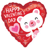 18 inch Valentine's White Bear Heart Foil Balloon (1)