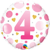 18 inch Pink Dots Age 4 Foil Balloon (1)