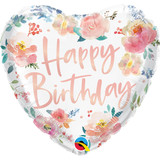 18 inch Birthday Watercolour Roses Heart Foil Balloon (1)