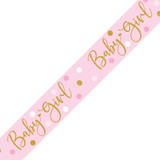 Baby Girl Pink Spots Holographic Banner - 2.7m (1)