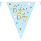 Baby Boy Blue Spots Holographic Foil Bunting - 3.9m (1)