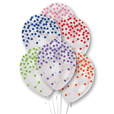 11 inch Multi-Colour Confetti Print Clear Latex Balloons (6)