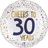 18 inch Cheers To 30 Years Glittergraphic Round Foil Balloon (1)