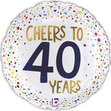 18 inch Cheers To 40 Years Glittergraphic Round Foil Balloon (1)