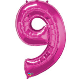 34 inch Magenta Number 9 Foil Balloon (1)