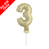 5 inch White Gold Number 3 Balloon Cake Topper (1)