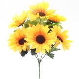 30cm Bright Yellow Sunflower Bunch - 7 Heads (1)