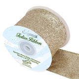 Light Gold Sparkle Wired Edge Ribbon - 63mm x 9.1m (1)