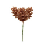 19cm Rose Gold Glitter Pine Cone Pick (1)