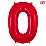 34 inch Oaktree Red Number 0 Foil Balloon (1)