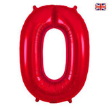 34 inch Oaktree Red Number 0 Foil Balloon (1)