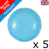 9" Matte Blue Round Foil Balloons (5) - PACKAGED