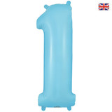 34 inch Pastel Matte Blue Number 1 Foil Balloon (1)