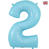 34 inch Pastel Matte Blue Number 2 Foil Balloon (1)