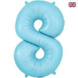 34 inch Pastel Matte Blue Number 8 Foil Balloon (1)