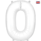 34 inch Matte White Number 0 Foil Balloon (1)