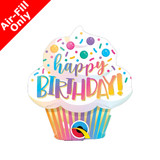 14 inch Birthday Sprinkles Cupcake Foil Balloon (1) - UNPACKAGED