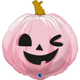 22 inch Funny Pink Pumpkin Face Foil Balloon (1)