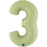 40 inch Olive Green Number 3 Satin Foil Balloon (1)