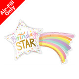 14 inch Birthday Pastel Rainbow Star Foil Balloon (1)-UNPACKAGED
