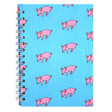 A5 Pig Patterned Blue Portrait Spiral Bound Sketchbook (1)