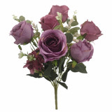 50cm Purple Mauve Rose, Hydrangea & Eucalyptus Bunch (1)