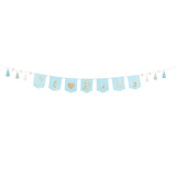 Oh Baby Light Blue Fabric Pennant & Tassel Garland - 2.5m (1)